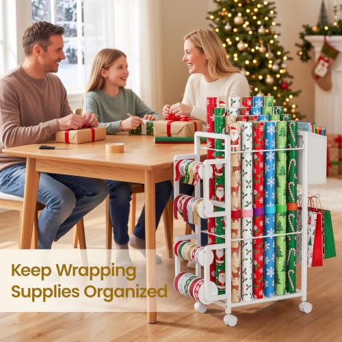 Lewondr Wrapping Paper Organizer Storage, Rolling Gift - Image 6