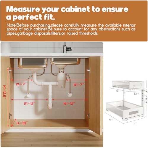 2 Pack 17IN Depth Under Sink Storage Organizer, Larg | Under Sink Stor - Image 3