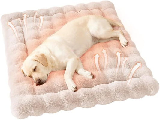 Cat Beds for Indoor Cats Faux Fur Pet Pad Mat Plush Kitten Bed with Non-Slip Bottom for Carriers/Couch Dog & Puppy Friendly 35 x 27 Inch X-Large White
