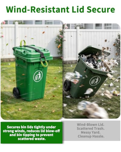 Trash Can Lock Raccoon Proof, Adjustable Straps with Metal - Image 4