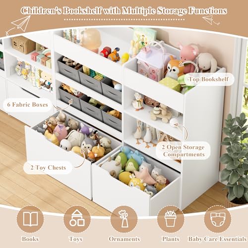 Kids Toy Storage Organizer with Bookshelf and 2 Rolling Drawers - Image 4