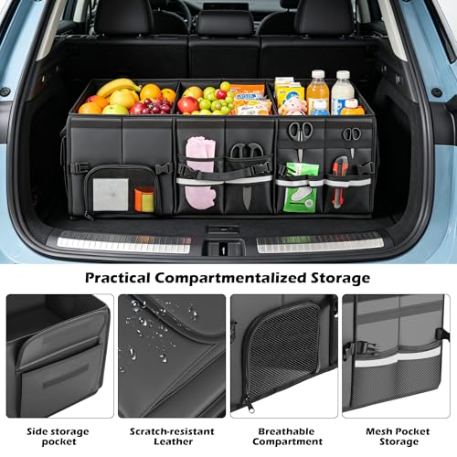 Car Trunk Organizer, 3 Compartment Collapsible Trunk Storage - Image 5