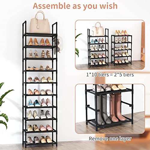 LANTEFUL 10 Tiers Tall Shoe Rack 20-25 Pairs Boots Organizer - Image 6