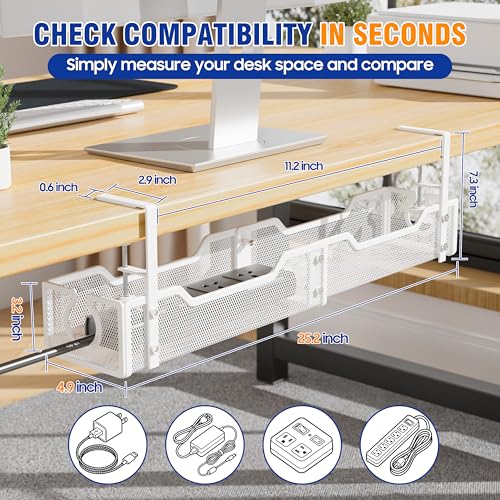Cable Management Under Desk - 25.2" Open Slots No Dill Cable Tray - Image 3