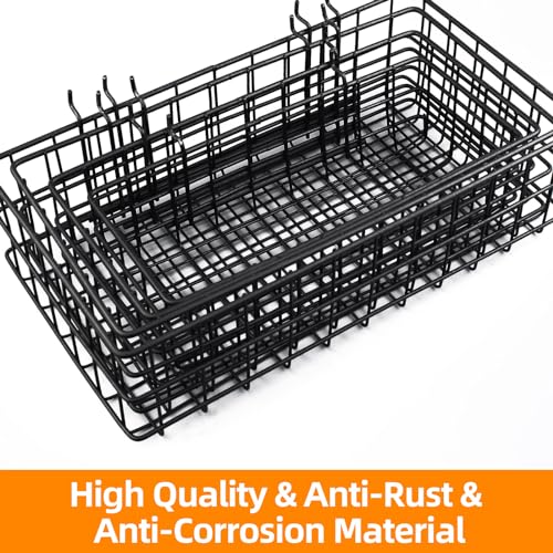 4 Pack Metal Pegboard Baskets Organizer Hooks for Garage Workshop - Image 6
