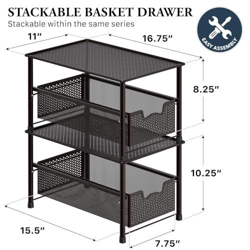 Simple Houseware Stackable Under Sink Sliding Basket | All Products - Image 3
