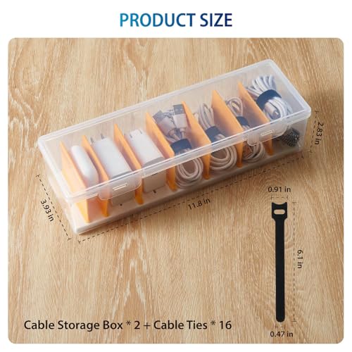 2 Pack Cable Organizer Storage Box with 16 Cable Tie | All Products - Image 3