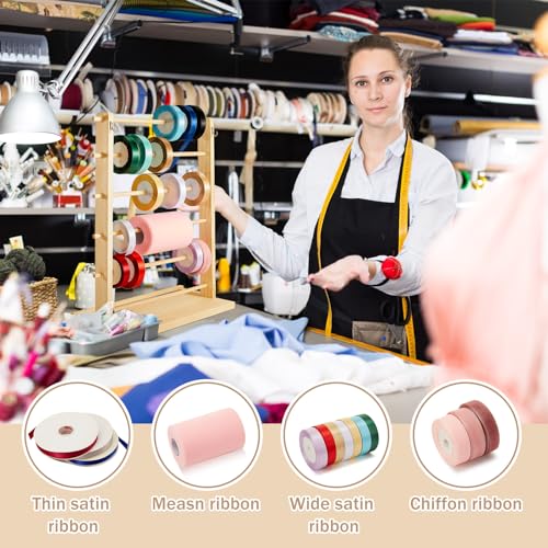 6 Tier Wooden Ribbon Organizer Ribbon Holder for Craft Room Gift - Image 6