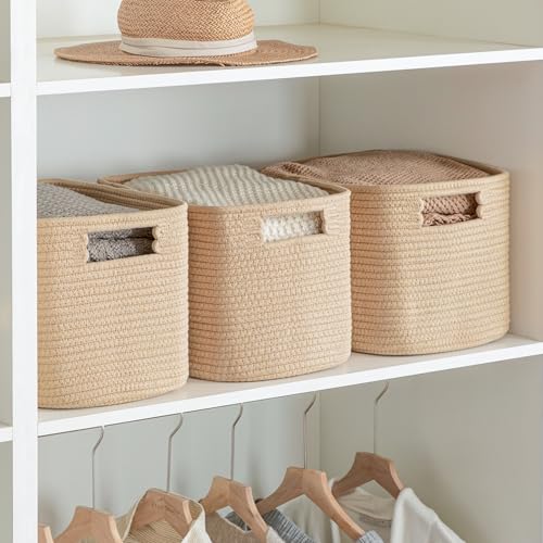 4 Pack Storage Baskets for Organizing, Shelf Baskets with Handles - Image 5