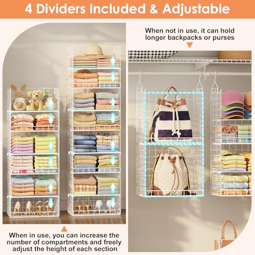 8 Tier Extended Width Hanging Closet Organizer, Sweater Storage - Image 7