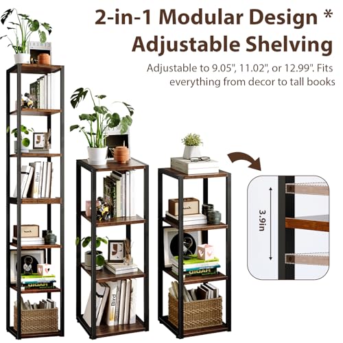DreamDashio 6-Tier Corner Shelf, 71 Inch Tall Narrow Bookshelf - Image 4