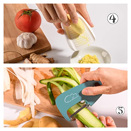 Kitchen Gadgets Set, Stackable for Saving Space, Blue, 5 Pieces - Image 3