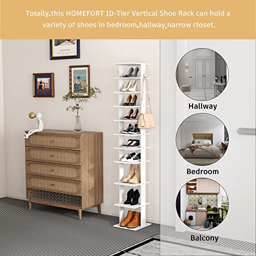 HOMEFORT 10-Tier Vertical Shoe Rack, Corner Shoe Tower - Image 5