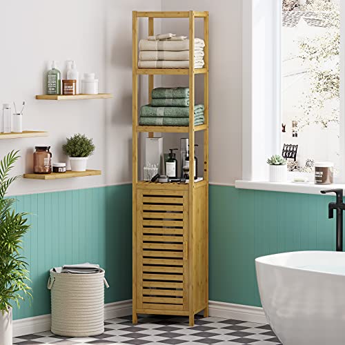 VIAGDO Storage Tall Slim Cabinet with Shutter Door and 3 Tier - Image 3
