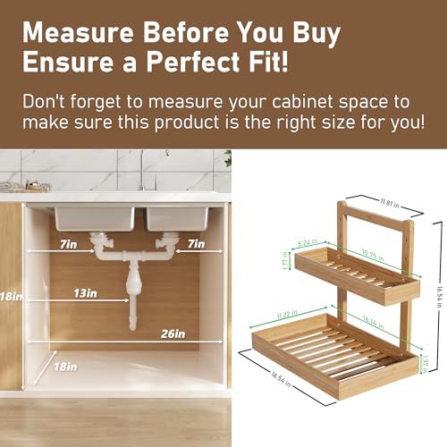 Bamboo Under Sink Organizer and Storage, 2 Tier Pull | All Products - Image 3