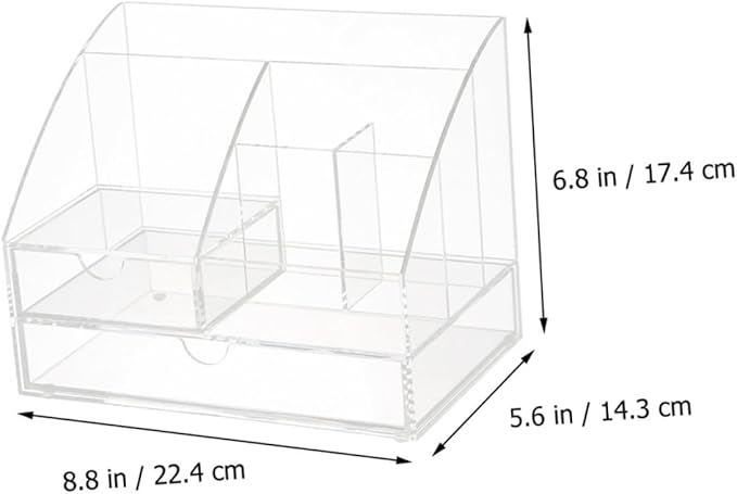 DECHOUS Desktop Acrylic Organizer with Drawer Transparent Multi-compartment Storage Case for Office Supplies Makeup and Items for Use