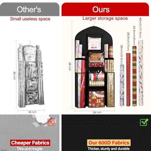 Hanging Wrapping Paper Organizer Storage, Over Door Gift - Image 5