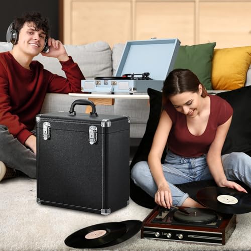 Vinyl Record Storage Box with Lock Record Organizer - Image 3
