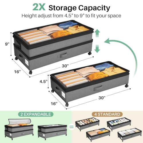 Kitstorack Under Bed Storage with Wheels 2Pack | Home Organization - Image 4