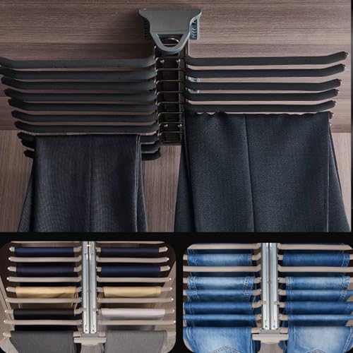 Pull Out Pants Rack for Closet, 18 Arms Steel Trouser Rack - Image 8