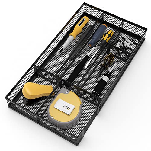 Desk Drawer Organizer, Small Metal Mesh Drawer Organizer Tray, Office Pencil Drawer Organizer Accessories for Desktop, Bathroom, Kitchen, Makeup, Vanity - Image 6
