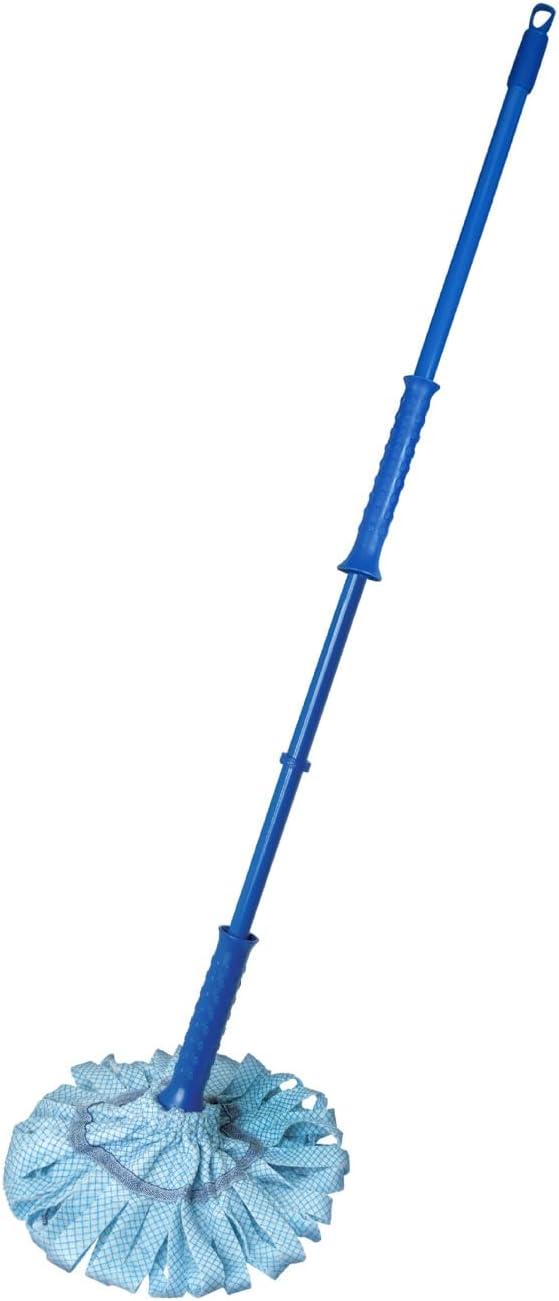 Superio String Cotton Mop for Hardwood Floors, Self-Wringing, Heavy-Duty Commercial/Industrial Use with Aluminum Handle – Blue