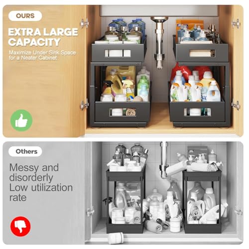 2 Packs 19IN Depth Under Sink Organizer, 2-Tier Pull Out - Image 5