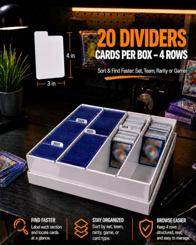 4 Row Toploader Trading Card Storage Box with Divider - Image 6