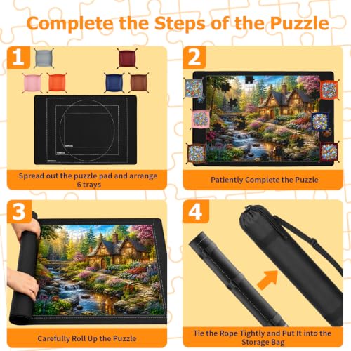 Jigsaw Puzzle Mat Roll Up 1000 Pieces, Saver Pad with 6 - Image 7