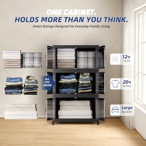 SAILUN 336QT Stackable Storage Bins with Lid, Storage Cabinet 3 - Image 6