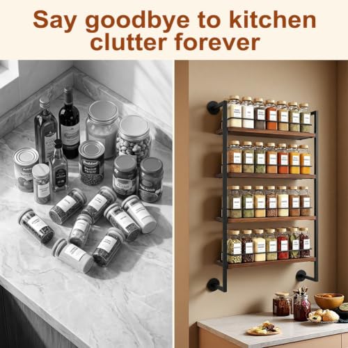 4 Tier Spice Rack Wall Mounted for Kitchen, Large Capacity - Image 7