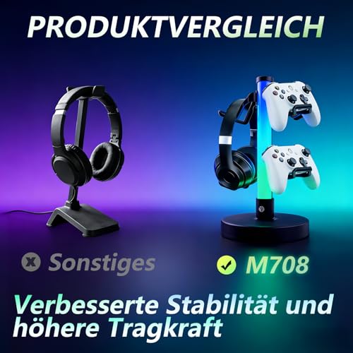 VCOM Headphone Stand with 17 Light Modes, Gaming Controller - Image 7
