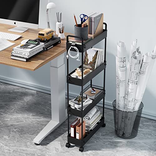 SOLEJAZZ Slim Rolling Storage Cart Skinny Bathroom Organizer, 4 - Image 6
