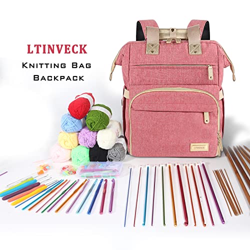 LTINVECK Knitting Bag Backpack,Yarn Storage Organizer - Image 4