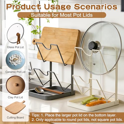 Kitchen Pot Lid Storage Rack, Double-Layer Pot Lid Organizer - Image 7