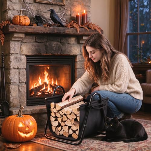 AMAGABELI GARDEN & HOME Fireplace Log Holder with Canvas - Image 3