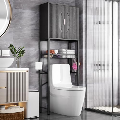 Over The Toilet Storage Cabinet with Fluted Wave Doors - Image 2