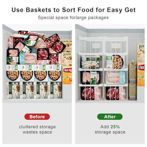 Freezer Organizer Bins With Tag, Stackable Freezer Baskets - Image 6