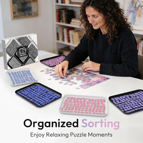 Anti-Slip Jigsaw Puzzle Sorting Trays – 6 Mixed (Black & - Image 7
