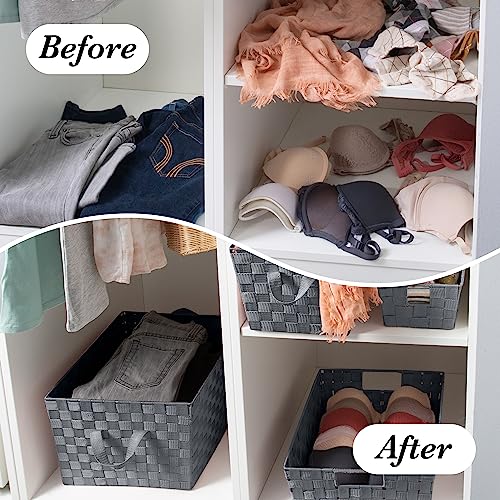 Simplify Small Shelf Woven Strap Tote | Decorative Storage Basket - Image 6