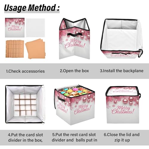 Merry Christmas Pink Christmas Ornament Storage Box - Image 7