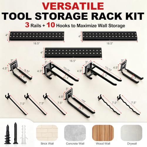 Garage Tool Organizer Wall Mount 49.5 inches with 10 - Image 3