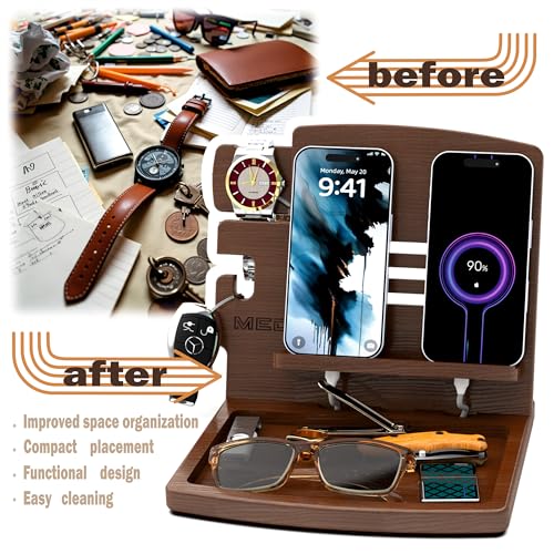 MED Wood Phone Docking Station Nightstand Desk Organizer - Image 4