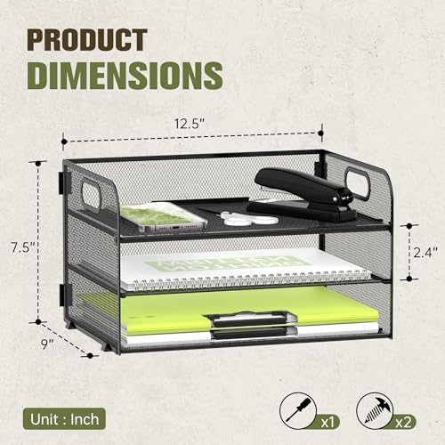 DALTACK 3 Tier Paper Organizer for Desk, Sliding Paper Trays - Image 4