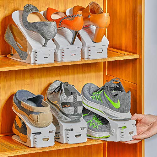 20 Pack Adjustable 50% Space-saving Shoe Slots Organizer, White - Image 3