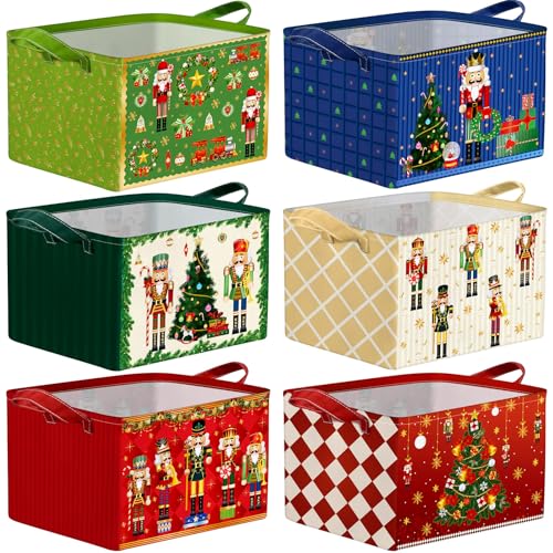 6 Pcs Christmas Storage Bin Collapsible Christmas Basket - Image 2