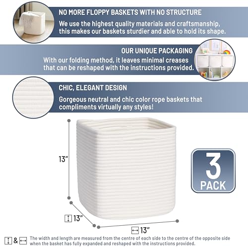 13 Inch Cube Storage Bins Cotton Rope Woven Baskets - Image 4