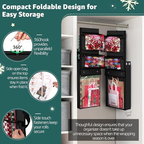 Hanging Wrapping Paper Organizer Storage, Over Door Gift - Image 6