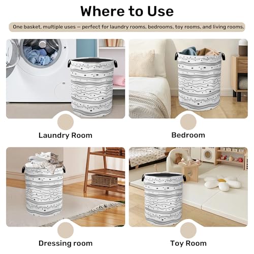 Grey Lines Laundry Basket - Heavy Duty 60L Dirty Clothes - Image 5