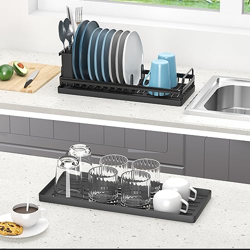 CHLORYARD Small Dish Drying Rack, Compact Sink Dish Drainer Plate - Image 4